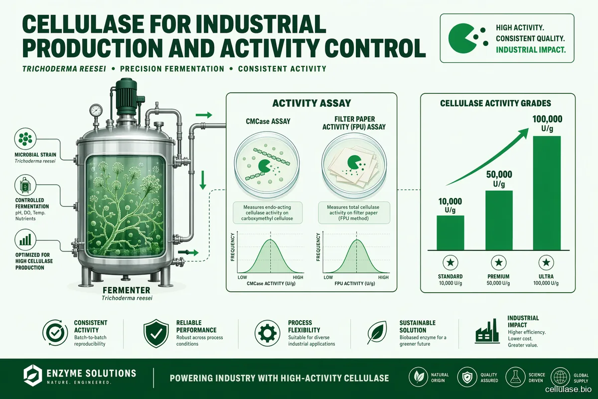 Cellulase for Industrial Production and Activity Control